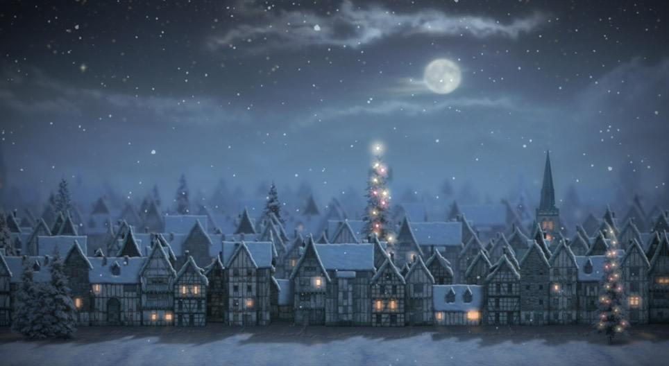 A town at Christmas