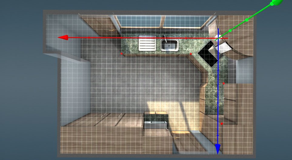 Designing kitchen furniture - spatial coordinate system