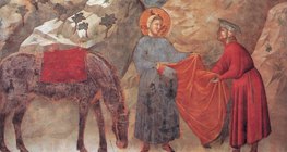 Giotto: Szent Ferenc elajándékozza köpenyét (1300 körül, reneszánsz)